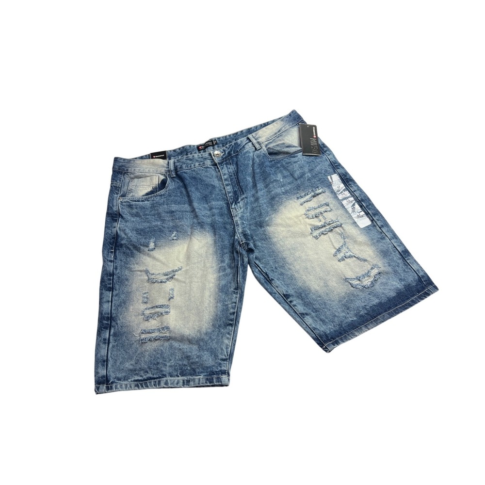 Southpole Denim Shorts Mens 44 Blue Distressed Lt Sand Blue Ripped Streetwear E1
